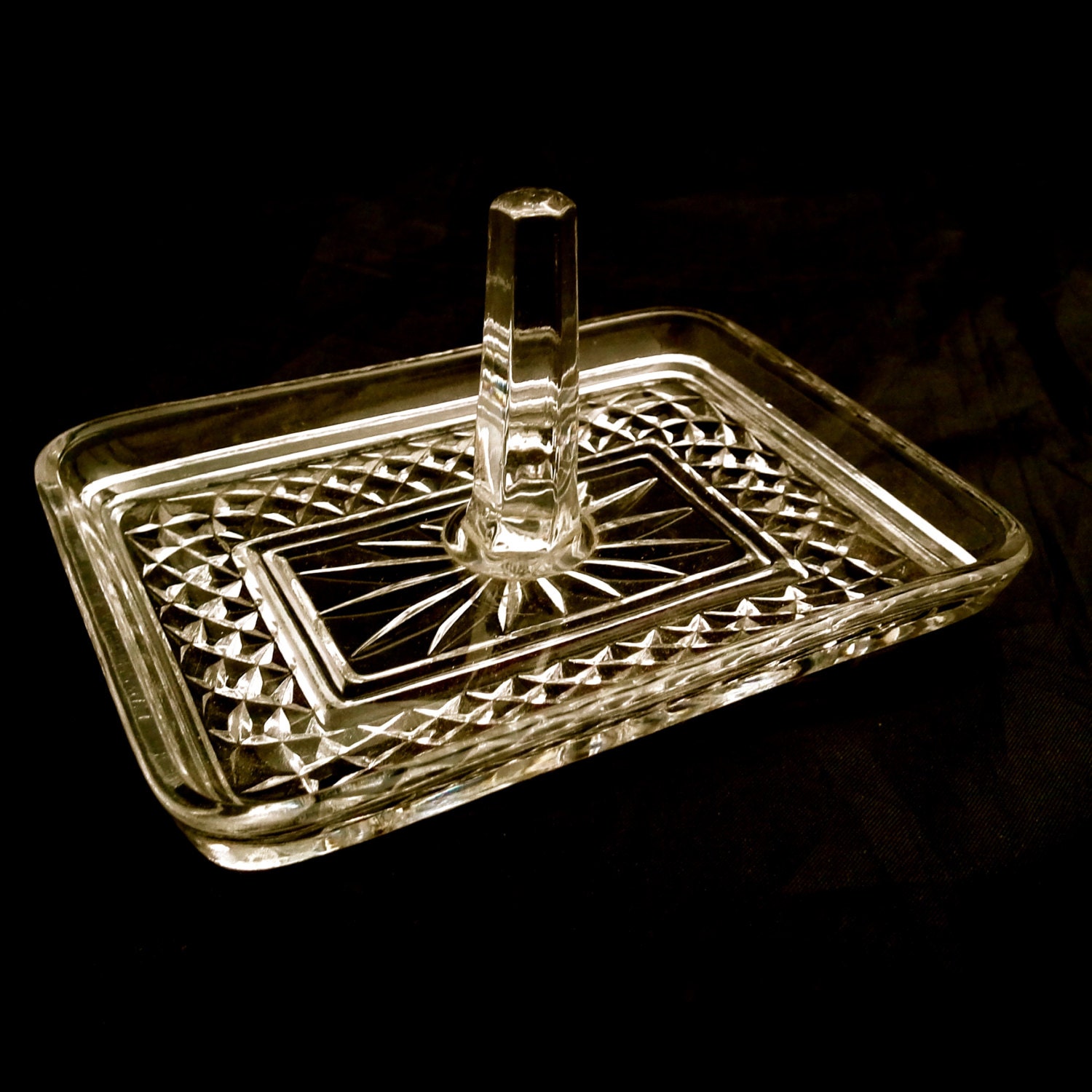 Glass Ring Tree, Glass Ring Tray, Ring Holder, Glass Pin Dish, Art Deco ...