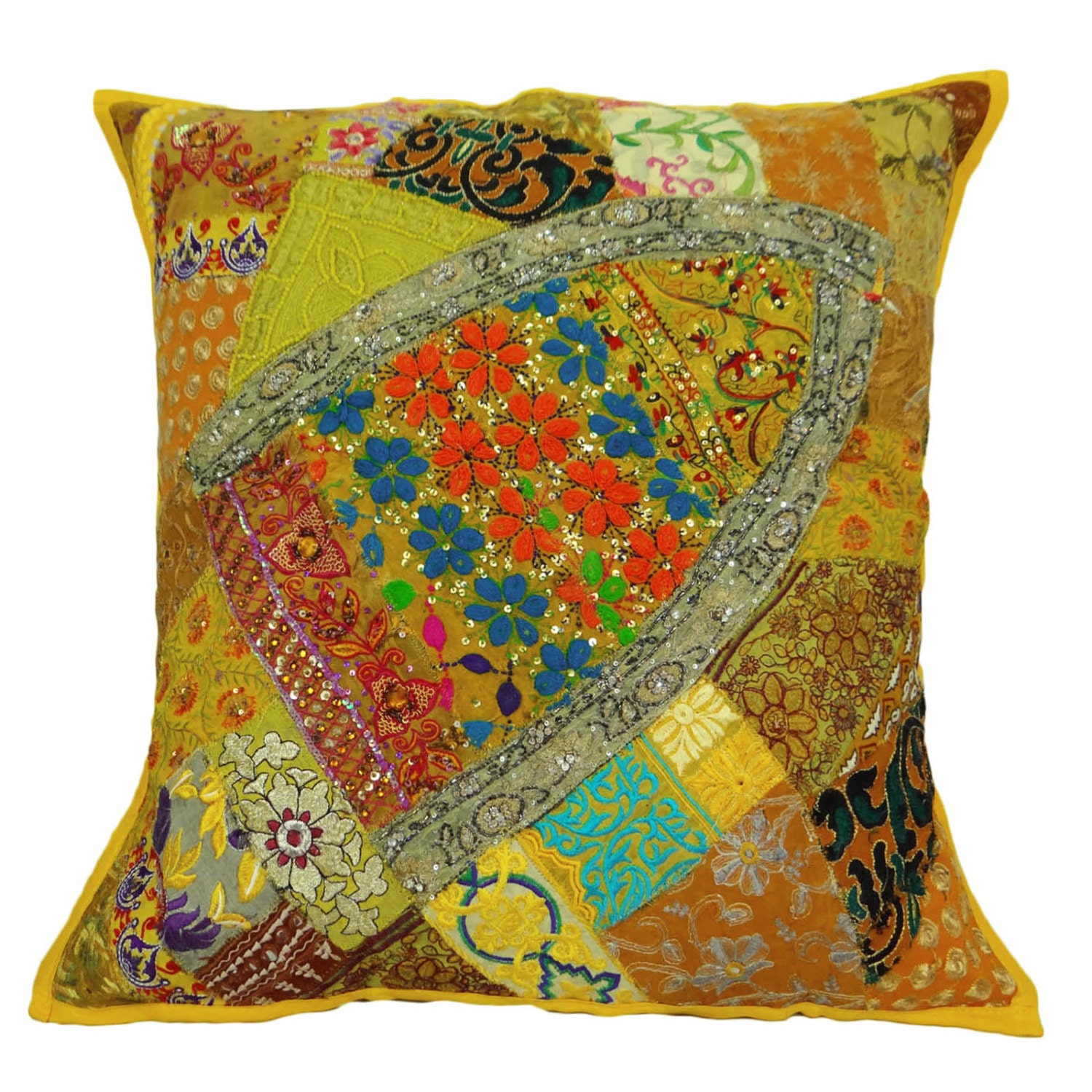 24 X 24 Pillow CoverMulticolor Embroidered by RajasthanRoyals