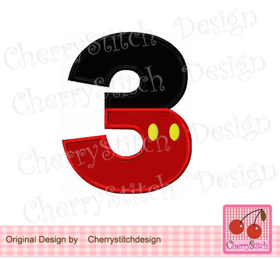 mickey numbers 3 mickey birthday machine embroidery design