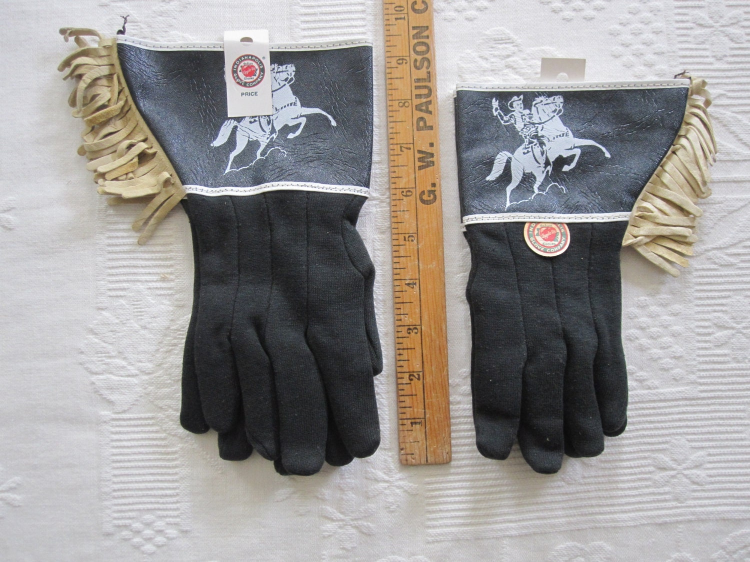 Black Gloves Vintage 1950s Kids Cowboy Gloves Western New Old