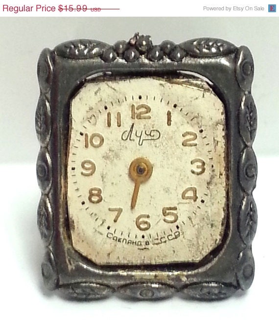 Steampunk Vintage Clock Ring Vintage RingAdjustable by EcoCorner