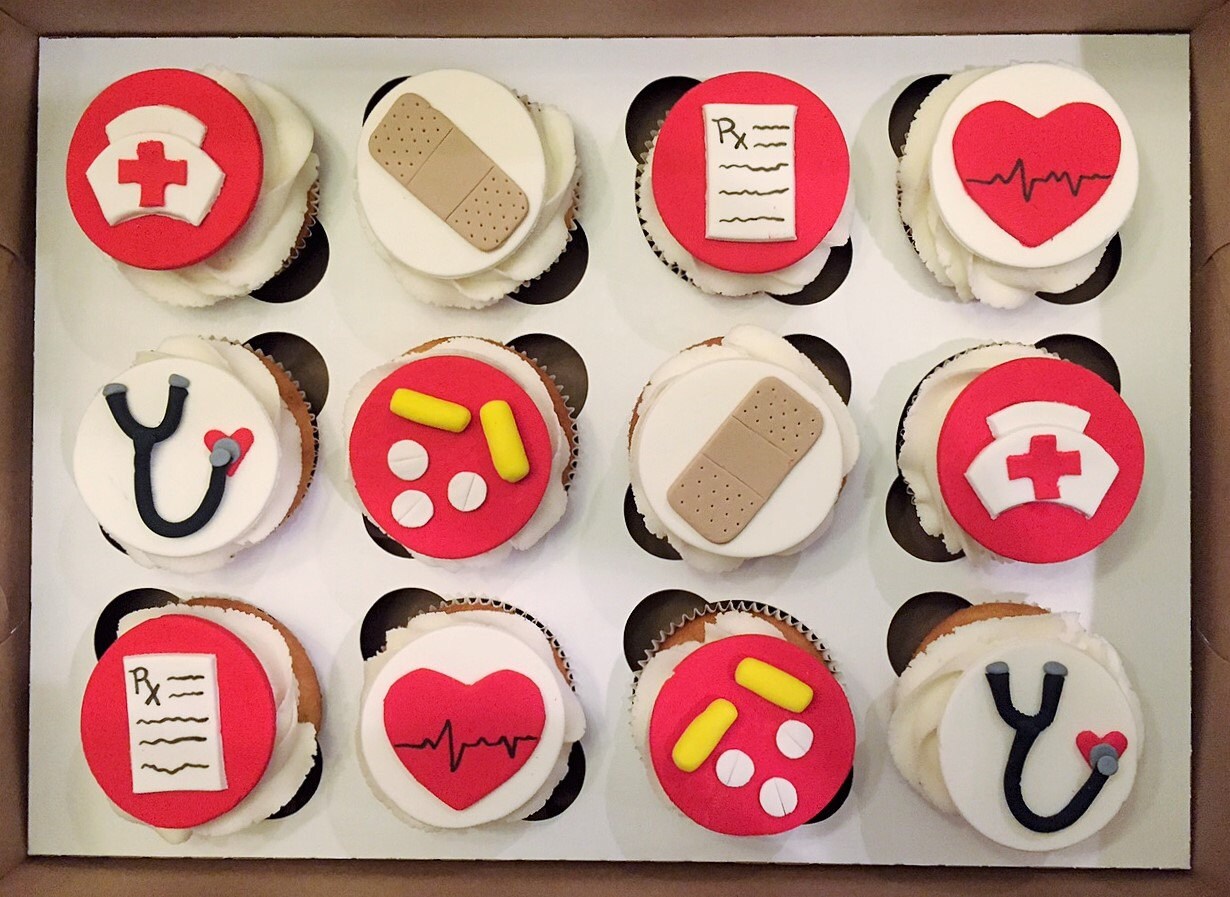 12 nurse themed cupcake toppers