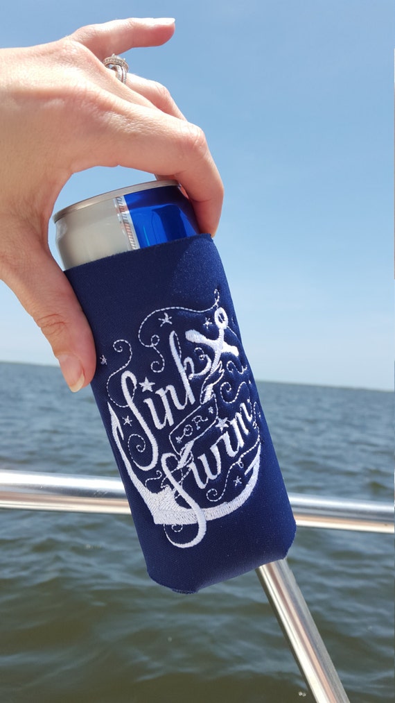 Sink or Swim Koozies Lake Beach Boat Nautical by CanCuddler