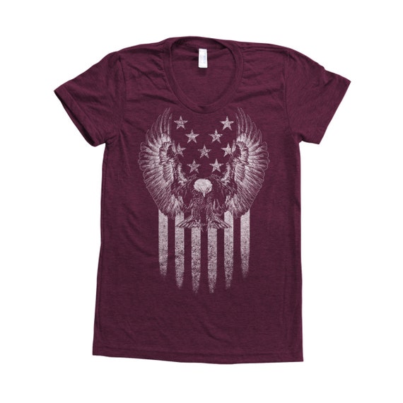 Eagle Print Shirt Women Custom Hand Screen Printed on American Apparel ...