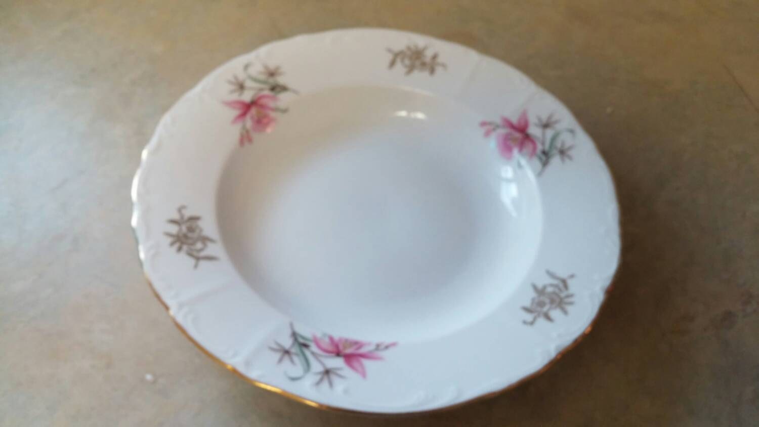 On Sale Made in Czechoslovakia Pink Orchid Fine Bohemian China
