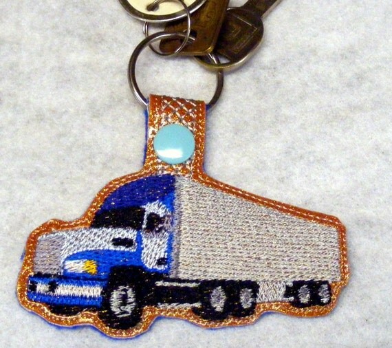 Semi Truck Key Fob Machine Embroidery Pattern by WhimsyDolls