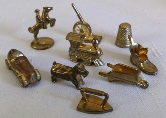 Monopoly Pieces Gold Finish Collection of 9 by TreasuresOfPandora