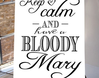 Keep Calm, Bloody Mary Bar Sign, Poster Bridal Shower, Decoration Brunch, Printable, Wedding Digital, INSTANT DOWNLOAD, white suite