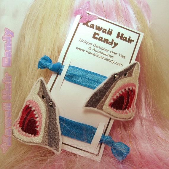 Great White Shark no crease hair ties Shark by KawaiiHairCandy