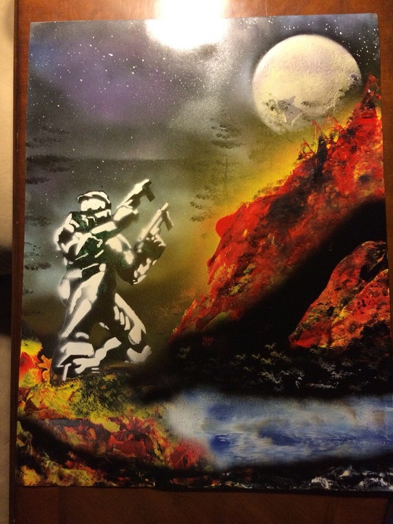 Original spray paint art. Halo by Spraypaintart94 on Etsy