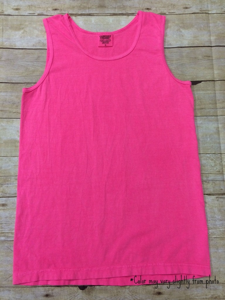 Comfort Color Tank Neon Pink by SouthernBelleStitch on Etsy