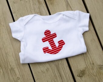 Red Nautical Anchor Baby Onesie