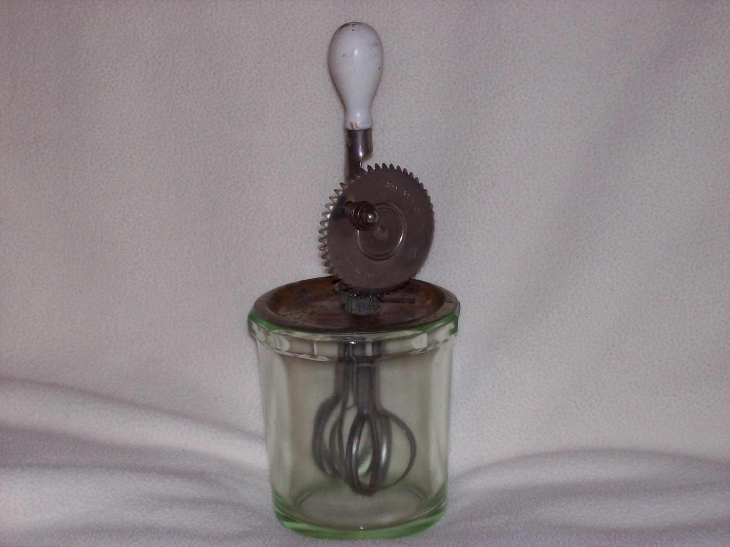 Vintage 1940's depression glass beater jar