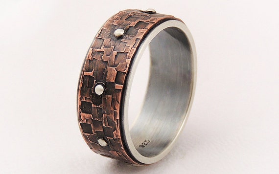 Men's Copper Silver Wedding Band