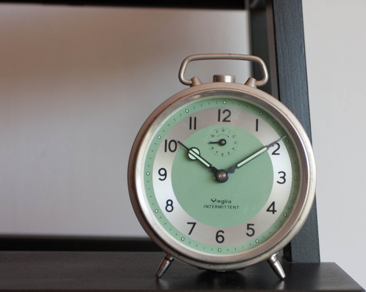 Vintage Italian Alarm Clock Veglia Alarm Clock Mint Green