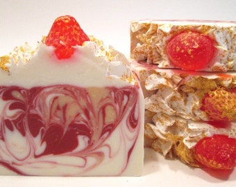 Champagne and Strawberries Soap Handmade Cold Process Vegan Soap