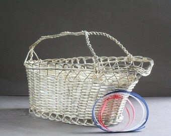 Panier Vintage En Laiton Tissé Avec Poignée - Type Pâques - Doré