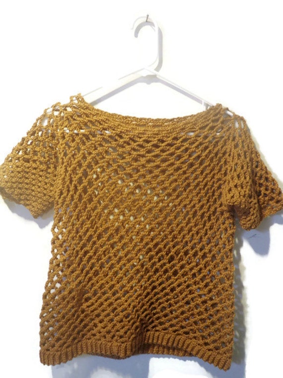 Mesh cotton cover up mesh crop top mid riff crochet top