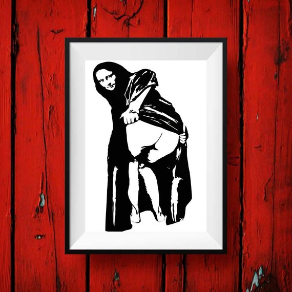 banksy print banksy mona lisa print stencil wall by belugastore