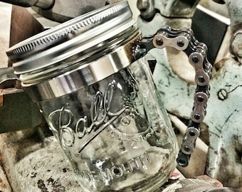 Natural Bike Chain Mason Jar Handle
