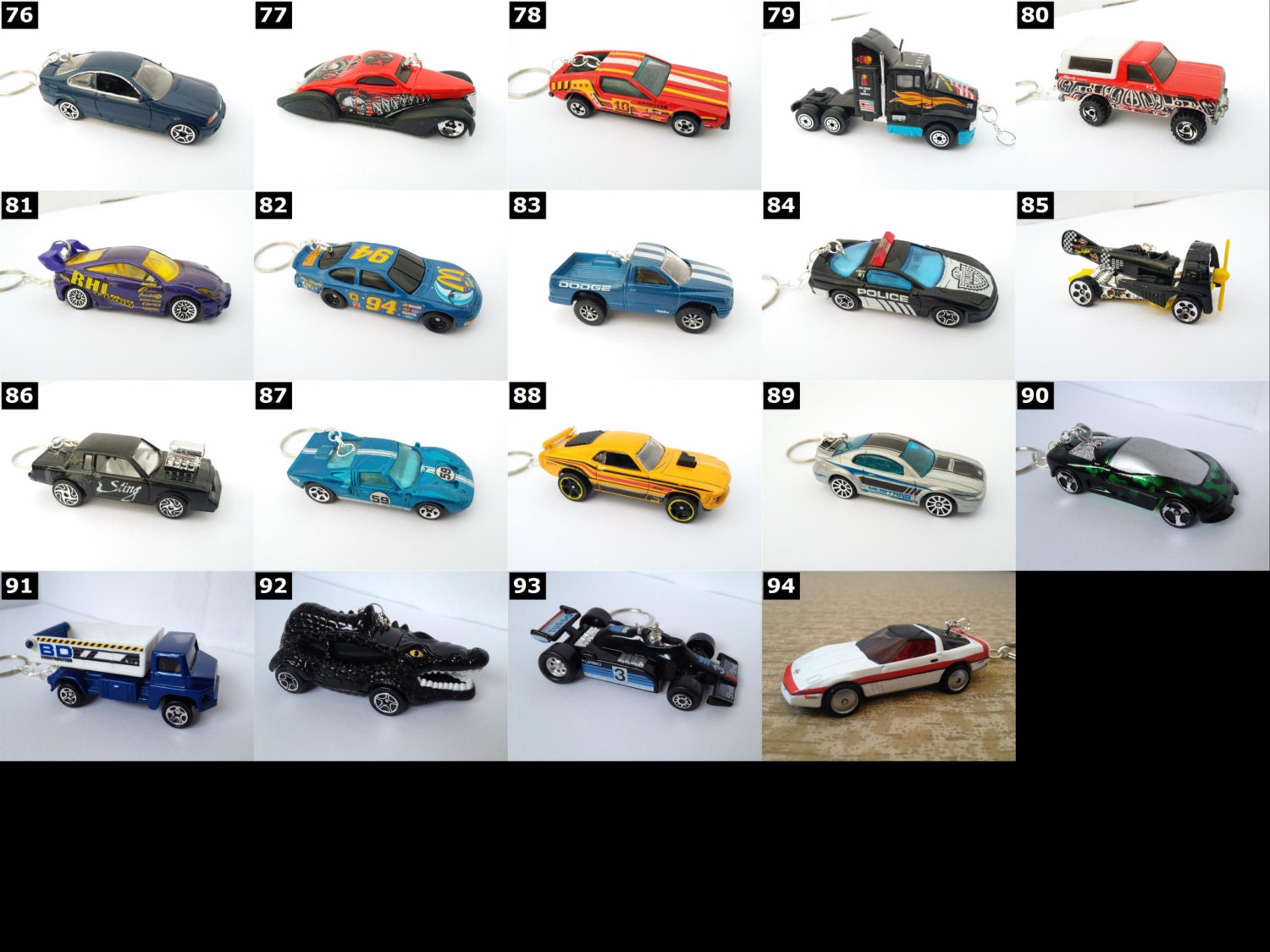 Hot Wheels Sports Car Keychains Chevy Nova Ford Mustang