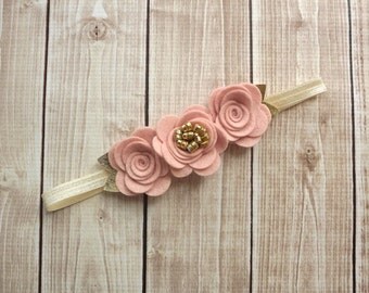 Flower Headband/Felt Flower Headband/Baby Headband, Newborn Headband, Infant Headband, Toddler Headband