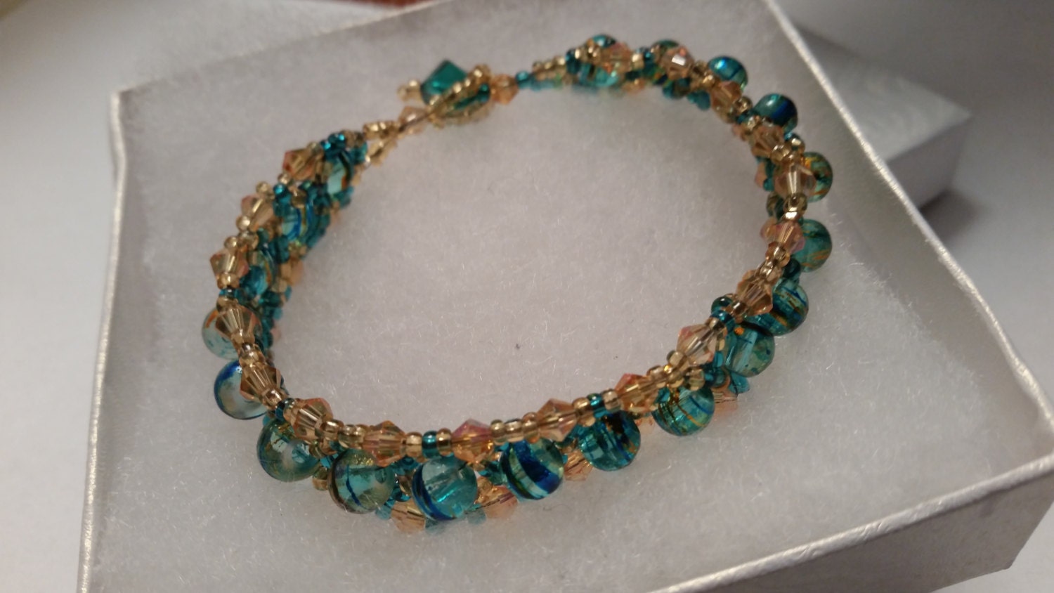 Turquoise/Gold Parisian Lights Bracelet by JEWWLs4u on Etsy