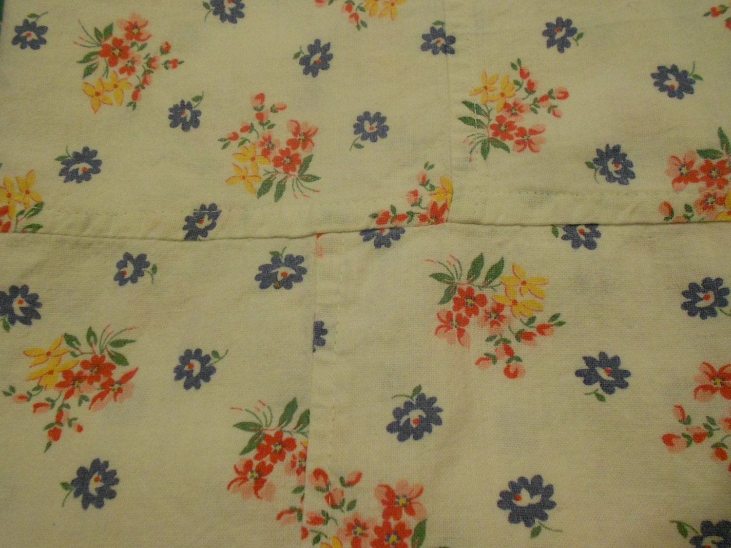 48 piece of vintage material used as tablecloth