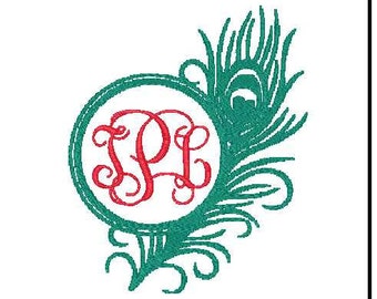 monogram font frame embroidery font frame feather embroidery design peacock feather embroidery design