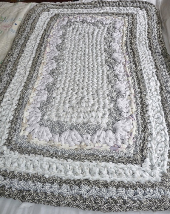Handmade Rag Rug Cotton Crochet Rectangle 25 X by GenerationsRugs