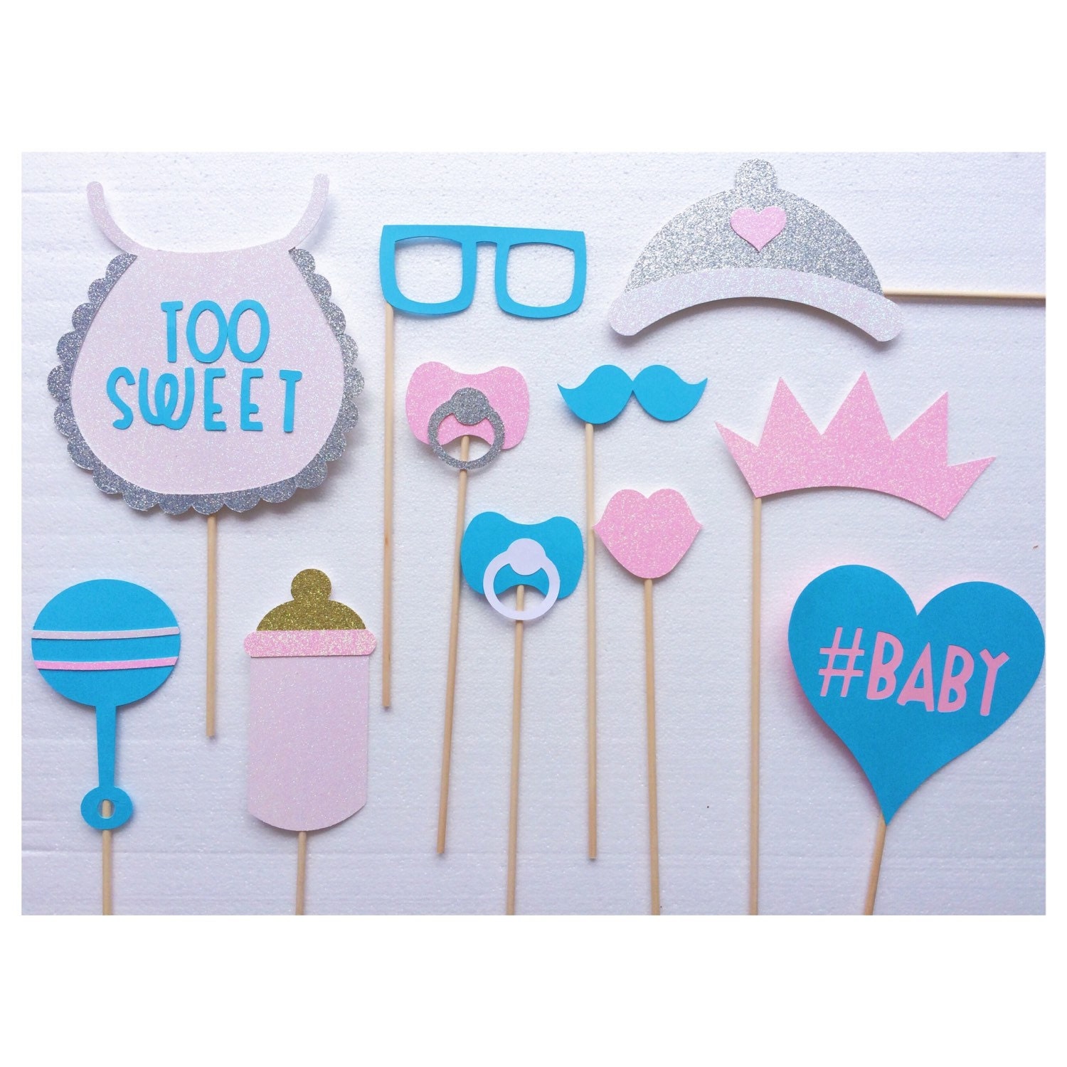 Gender Reveal Baby Shower Photo Booth Prop Set Gender