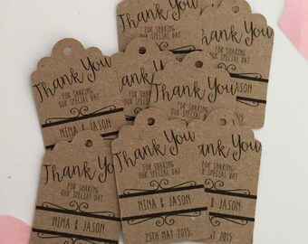 Miniature Personalised Wedding Favour Tags (20) Kraft Card *Other colours available on request*