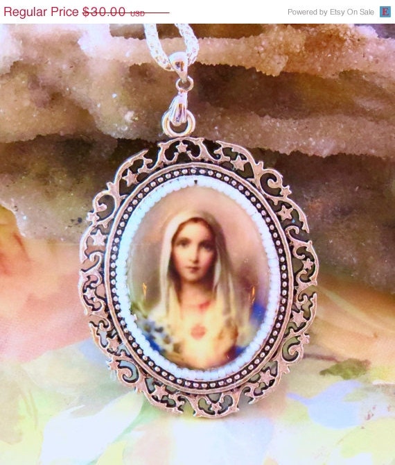 VIRGIN MARY NECKLACE Virgin Mary Jewelry by PearlyGatesCouture