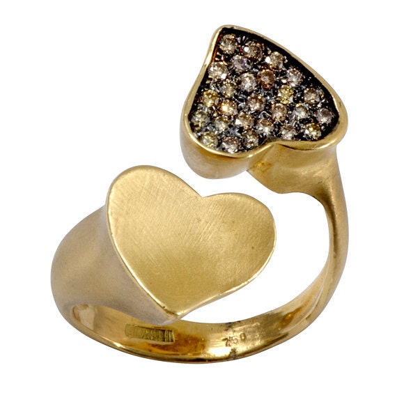 Unique Cocktail Ring Diamond Hearts Ring Diamond Ring Jewelry