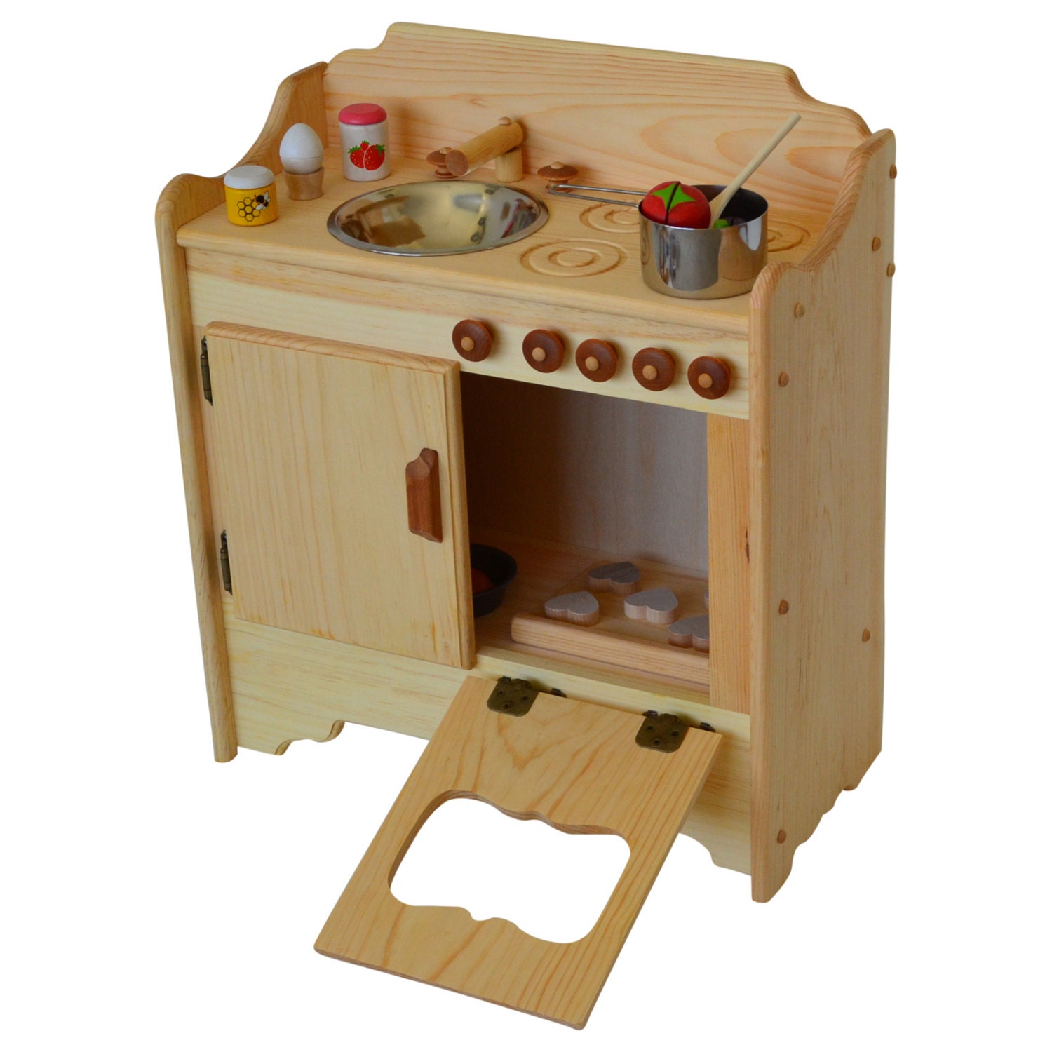 Natural Wooden Play Kitchen-Wooden Toy by AToymakersDaughter