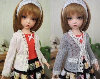 Kawkana - Girlish Sweather, Grey or Pink for Iplehouse KID, Unoa CHIBI, Clothes for other 35cm BJD