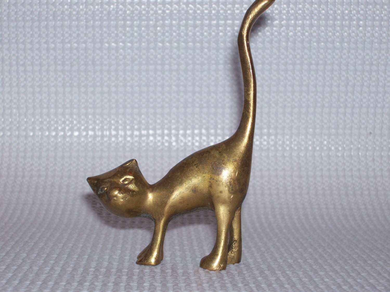 Vintage small solid brass cat figurine . by GarageSaleGlass