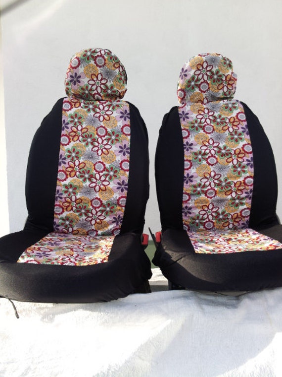 Pair of car front seat covers. Summer fun. Summer of love.