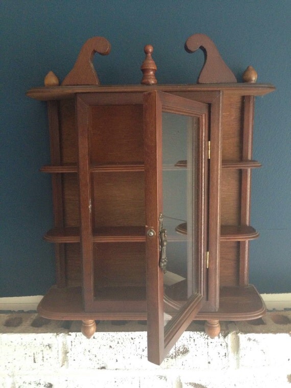 Vintage Shadow Box Glass Door Wall Hanging Wall Shelves