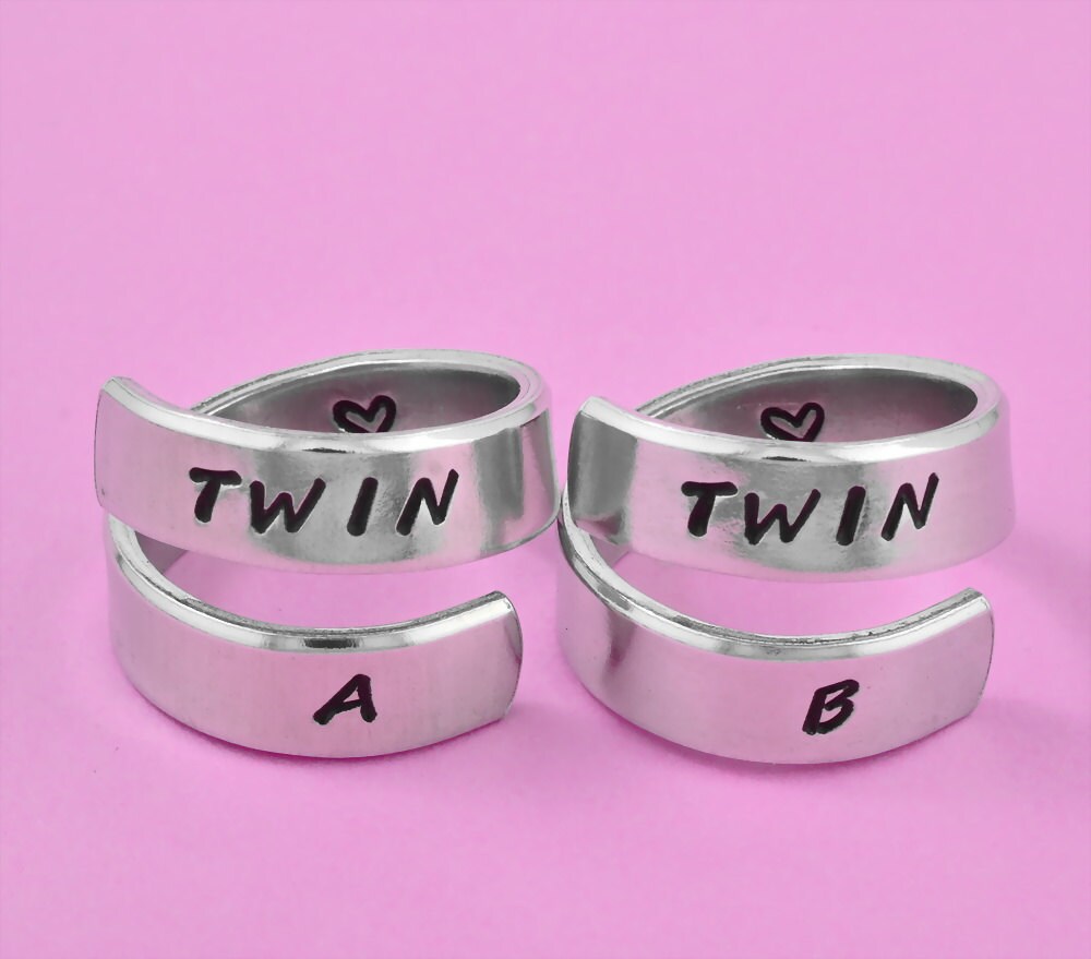 Twin A Twin B Twin Sister Ring Set Twin Sisters Matching Pair