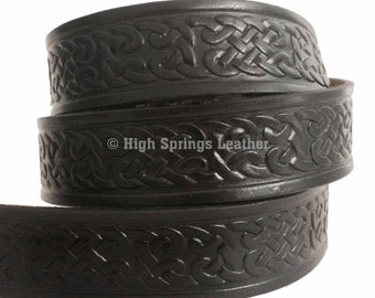 Black Irish Celtic Knot Leather Belt