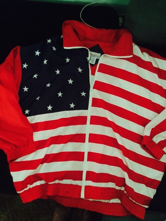 Vintage American flag windbreaker jacket by paulachantill on Etsy