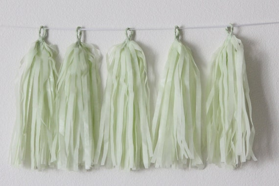 Tissue Paper Tassel Garland DIY KIT- Mint Green Party Decor-Wedding Garland-Pastel Party Tassels-Bridal Shower Tassel-Mint Green Decorations Il_570xn