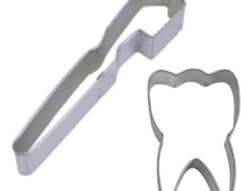 2 Piece Tooth & Toothbrush Cookie Cutter Set Dentist Party