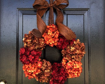 Fall wreath, fall hydrangeas. Thanksgiving wreath. wreath for fall. fall door wreath.