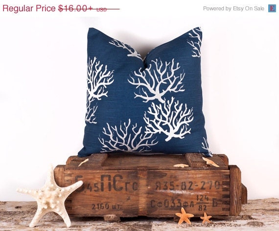 SALE ENDS SOON Navy Blue Throw Pillow Cover Nautical by LilyPillow