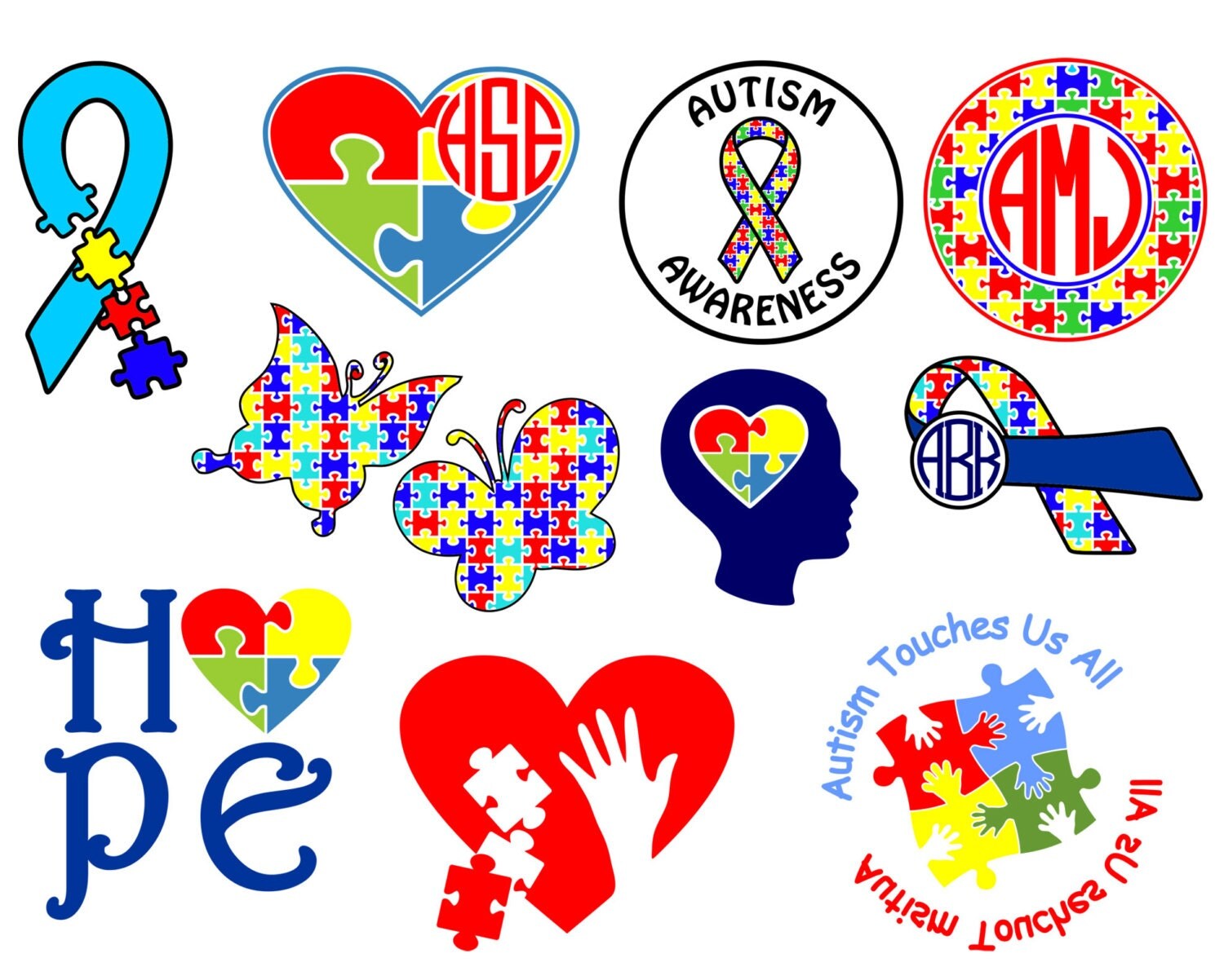 Custom Autism Awareness monogram decal