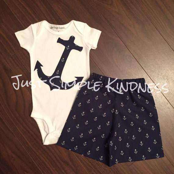 Boys Anchor Outfit Shorts with matching by JustSimpleKindness