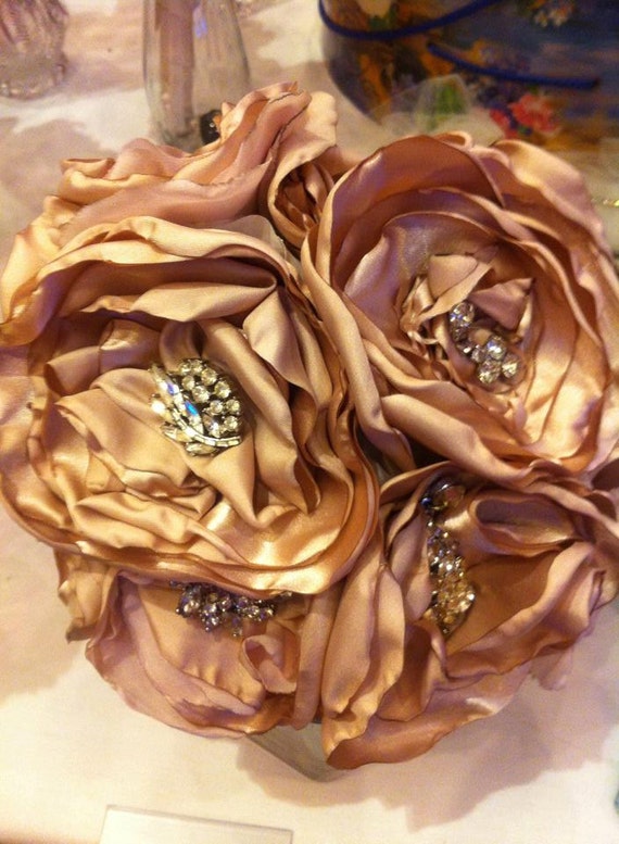Satin Rose Brooch Bouquet