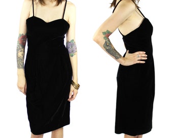 Black Velvet Dress - Vintage Little Black Dress